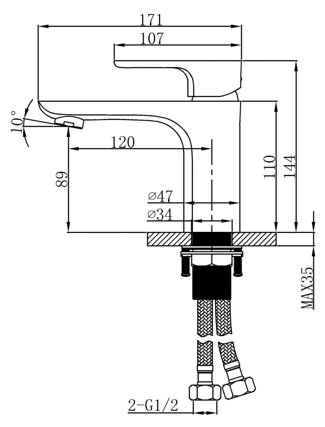20 1101 Single-lever Bathroom Basin Mixer - Image 3